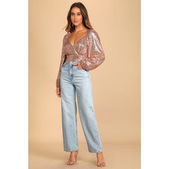 Lulus sequin Balloon sleeve sequin top - Picture 4 of 7